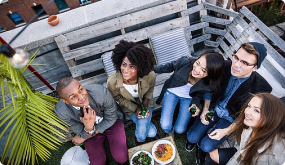 A group of friends on a roof top